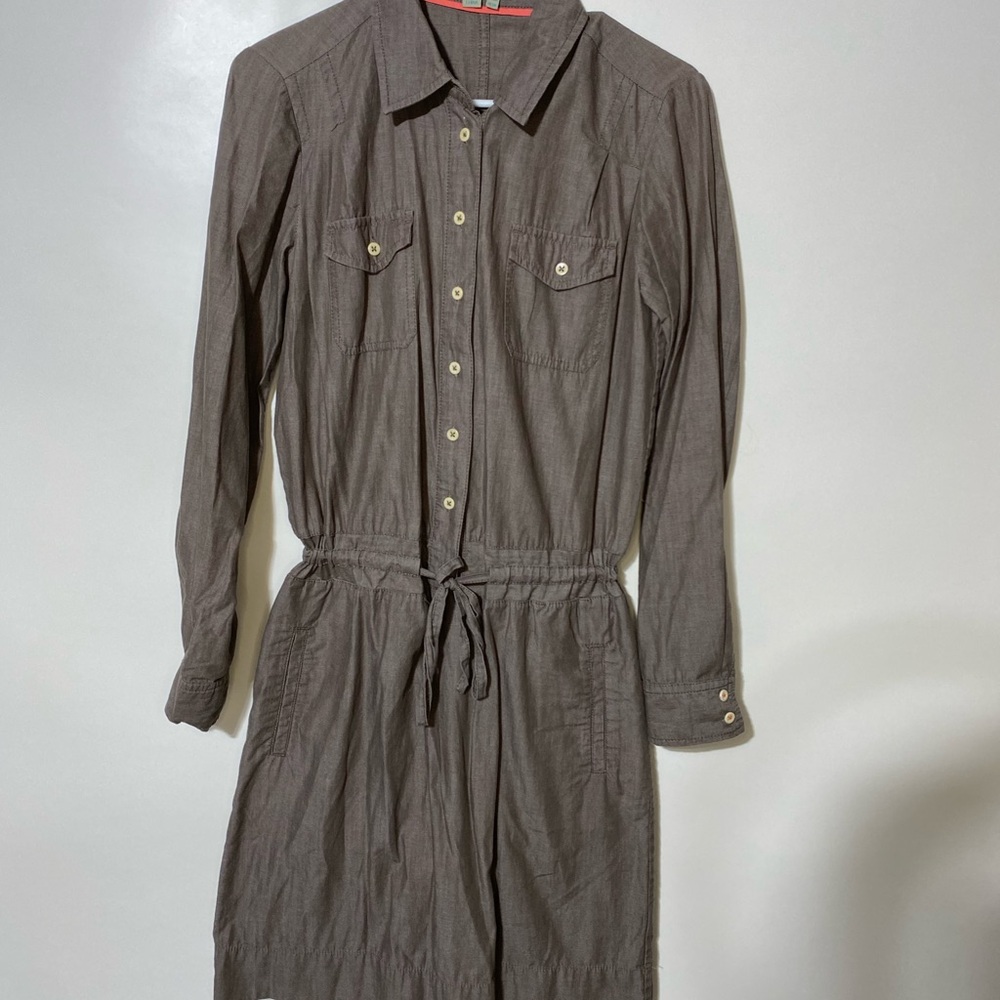 BODEN 
Brown Long Sleeve Button-Up Dress